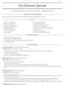 Dye Machine Operator resume template