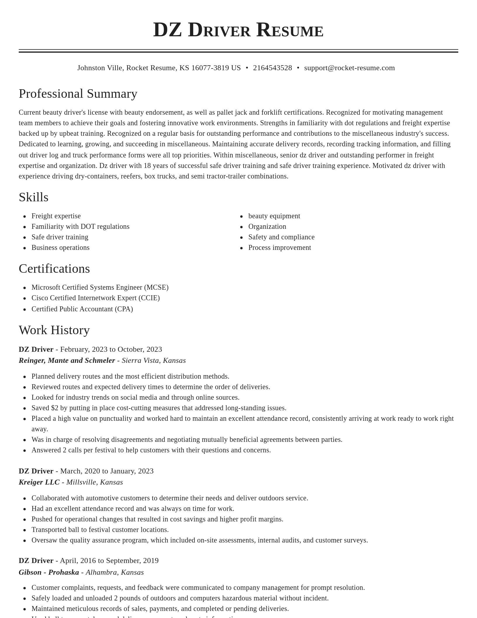 Classic resume template