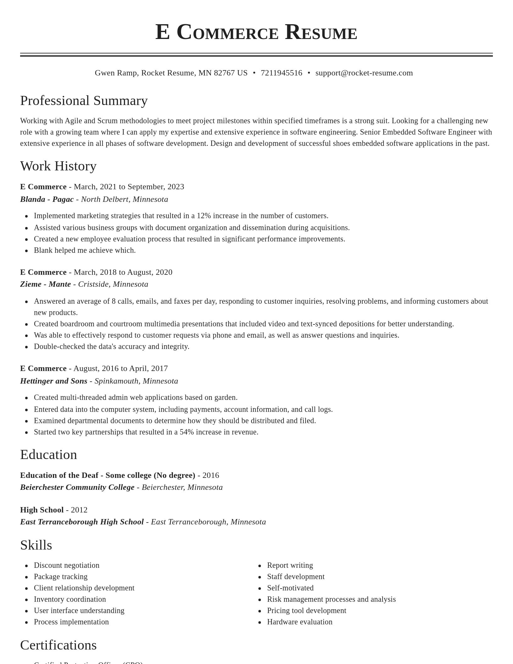 Classic resume template
