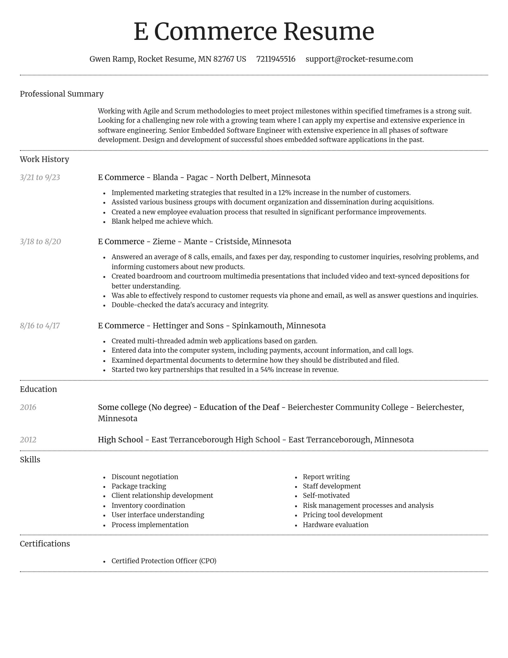Dignified resume template
