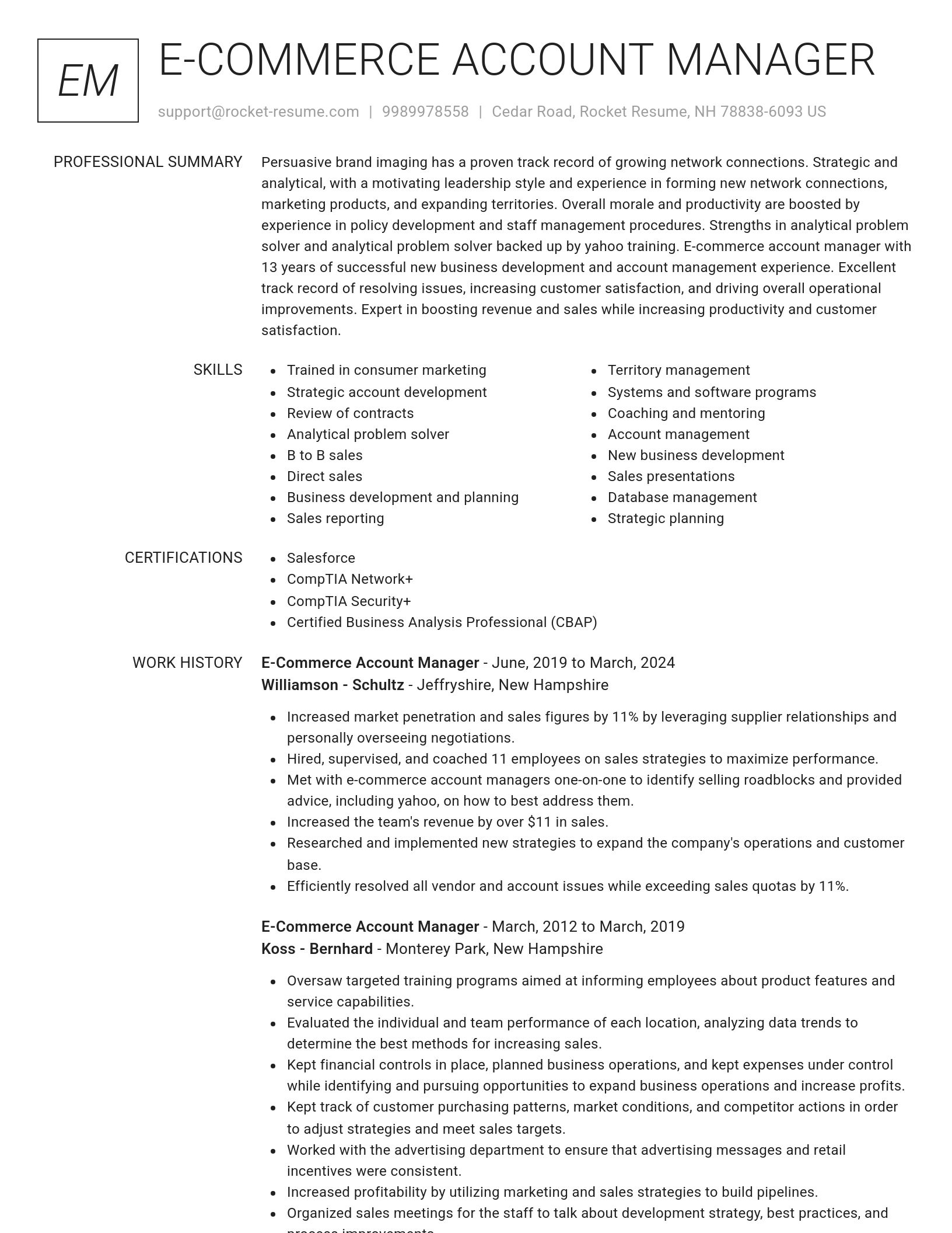 Renowned resume template