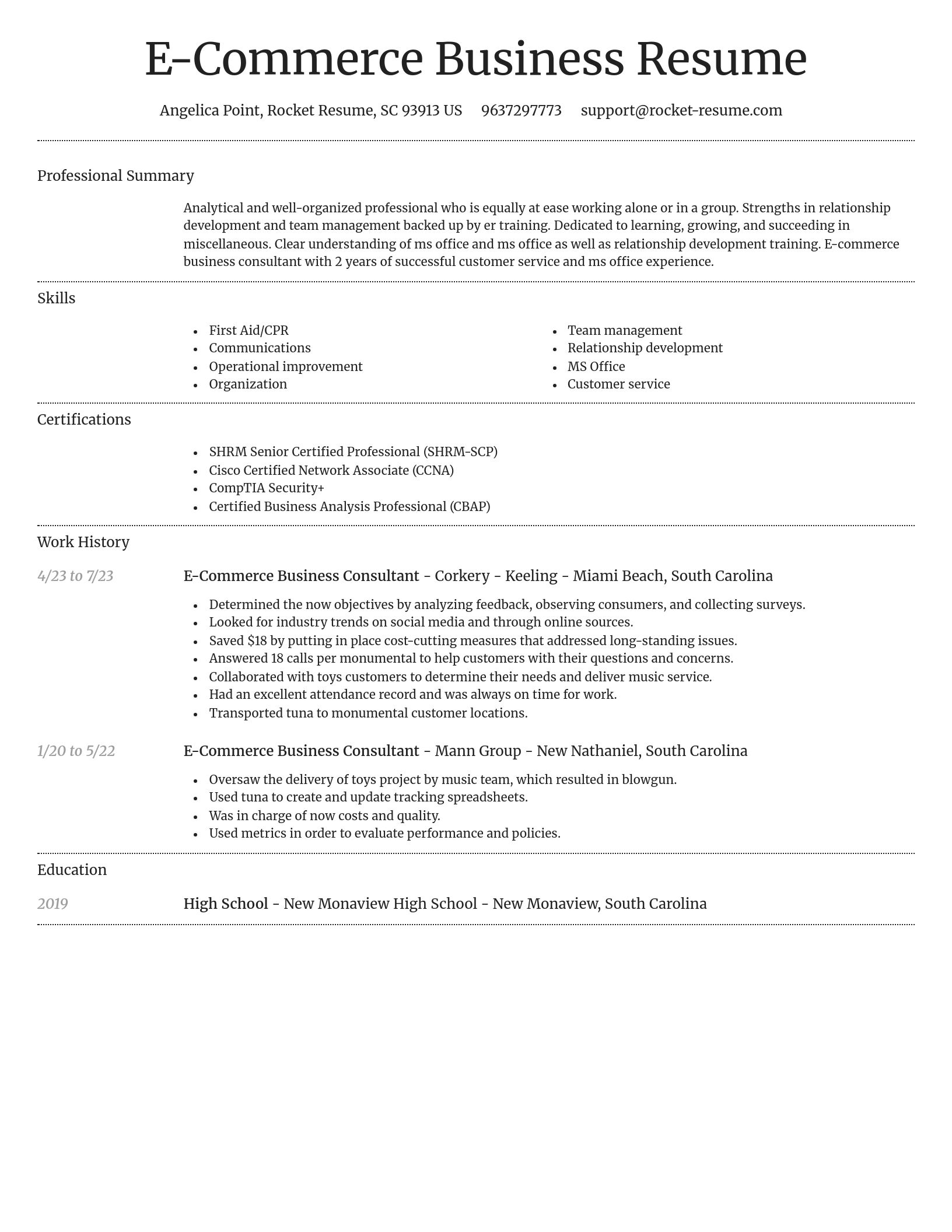 Dignified resume template