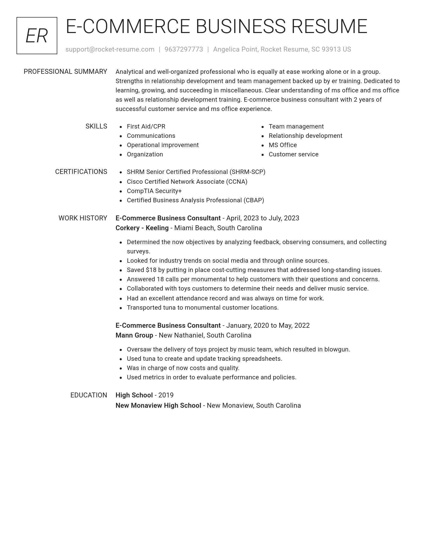 Renowned resume template