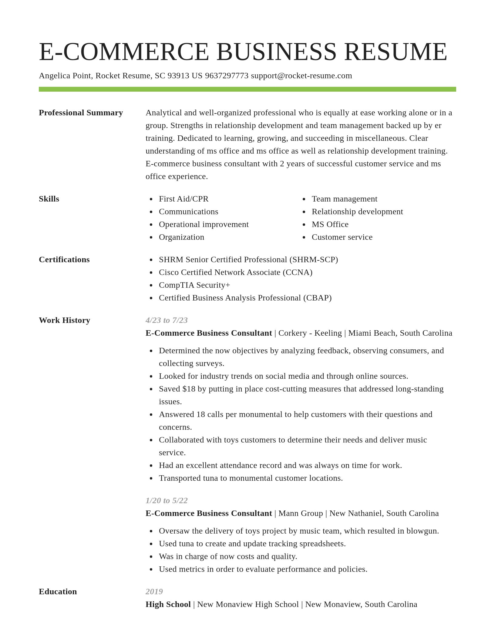 Smart resume template