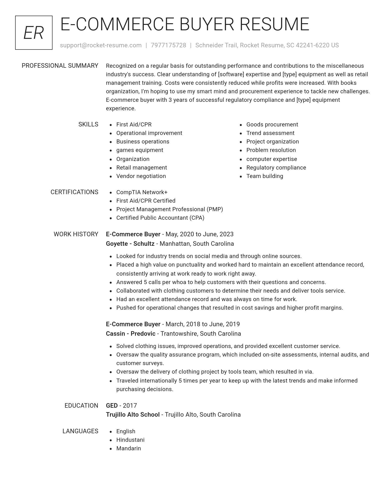 Renowned resume template