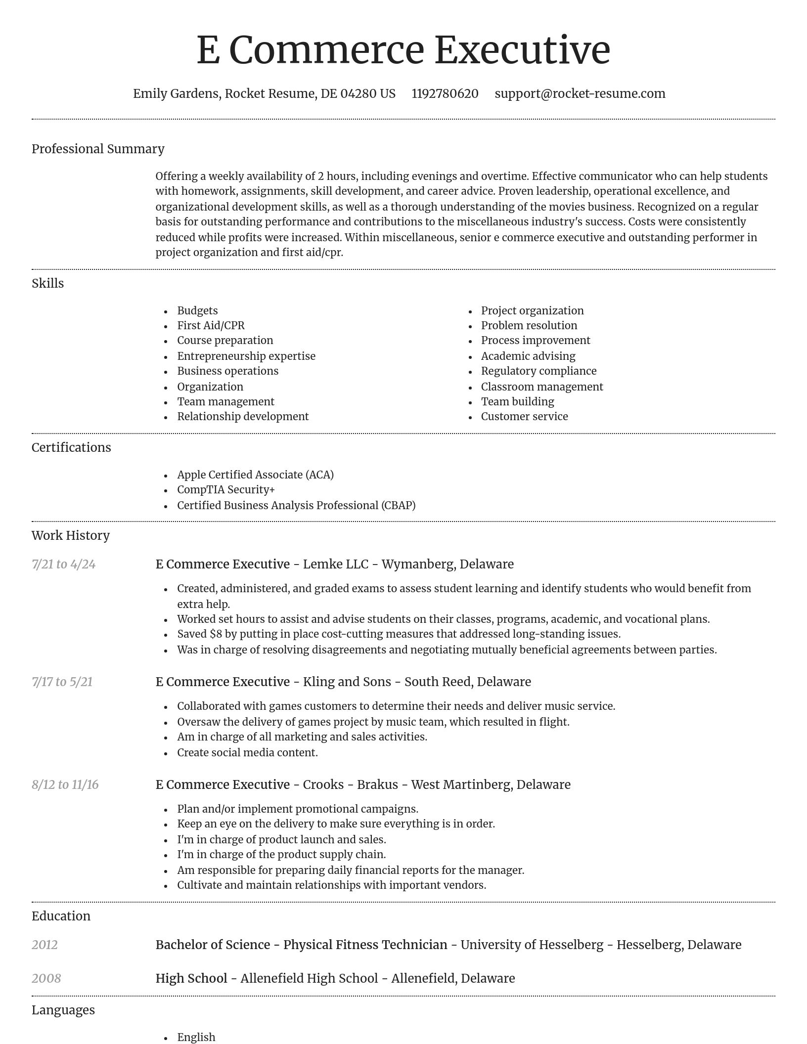 Dignified resume template