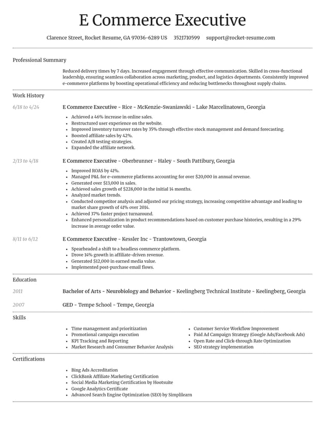Dignified resume template