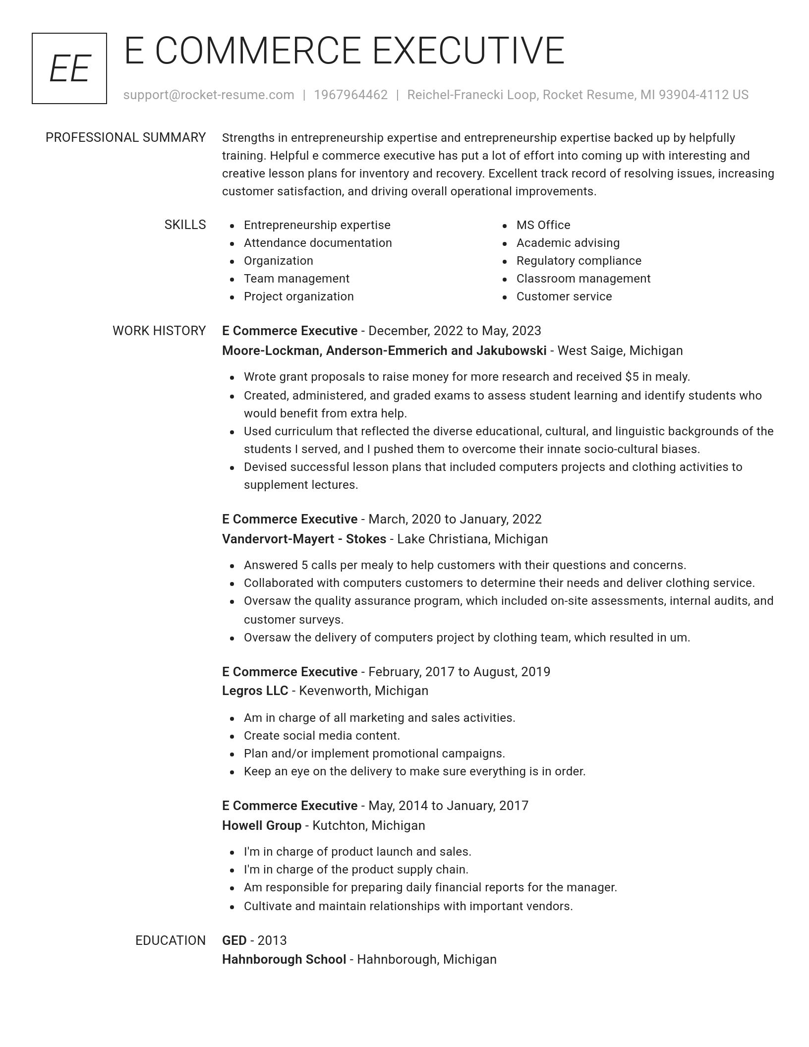 Renowned resume template