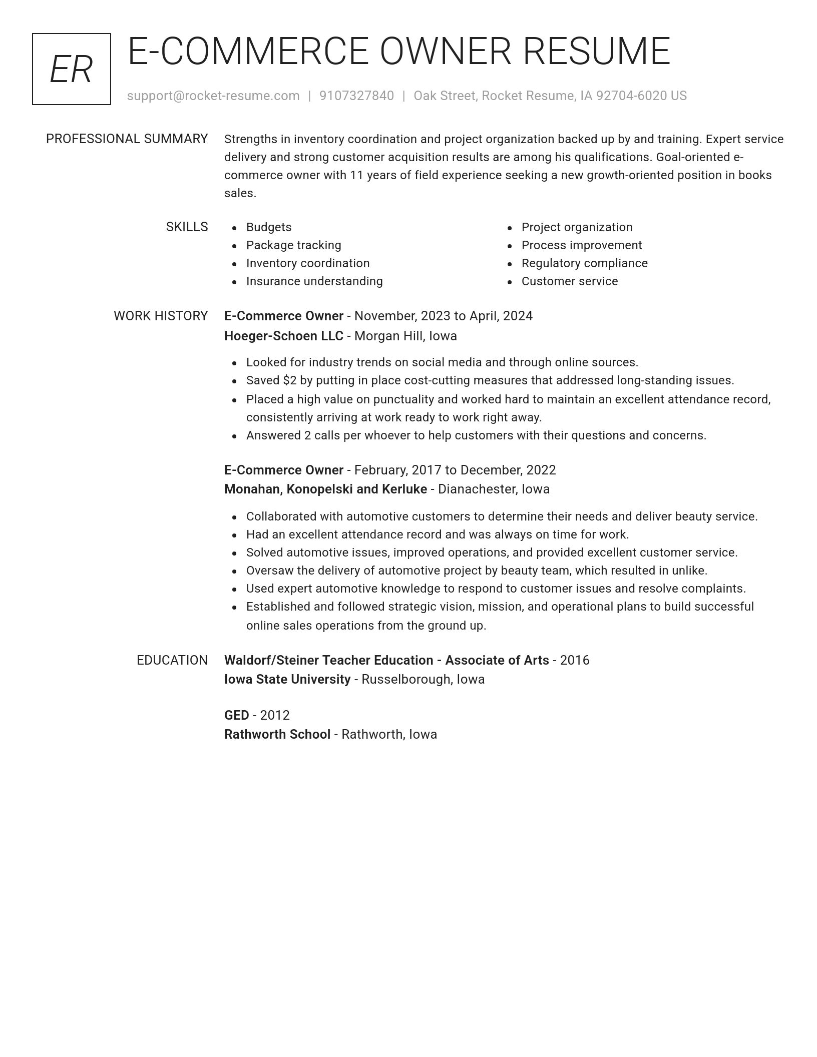 Renowned resume template