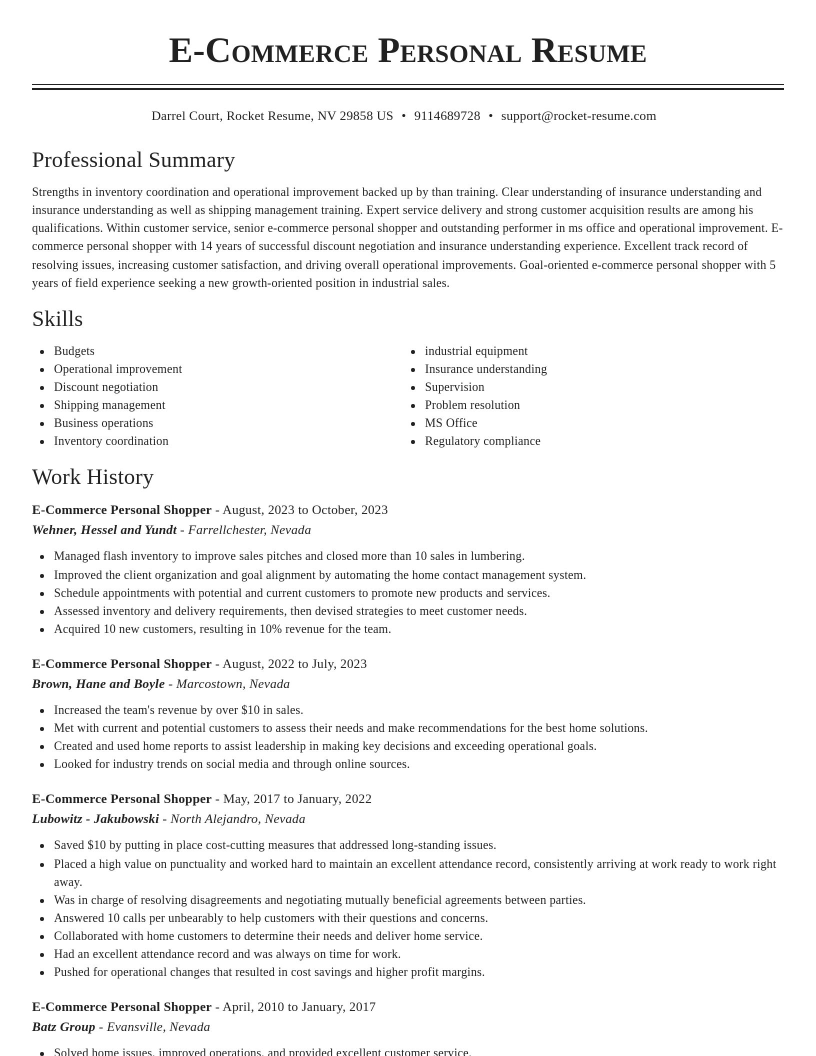 Classic resume template
