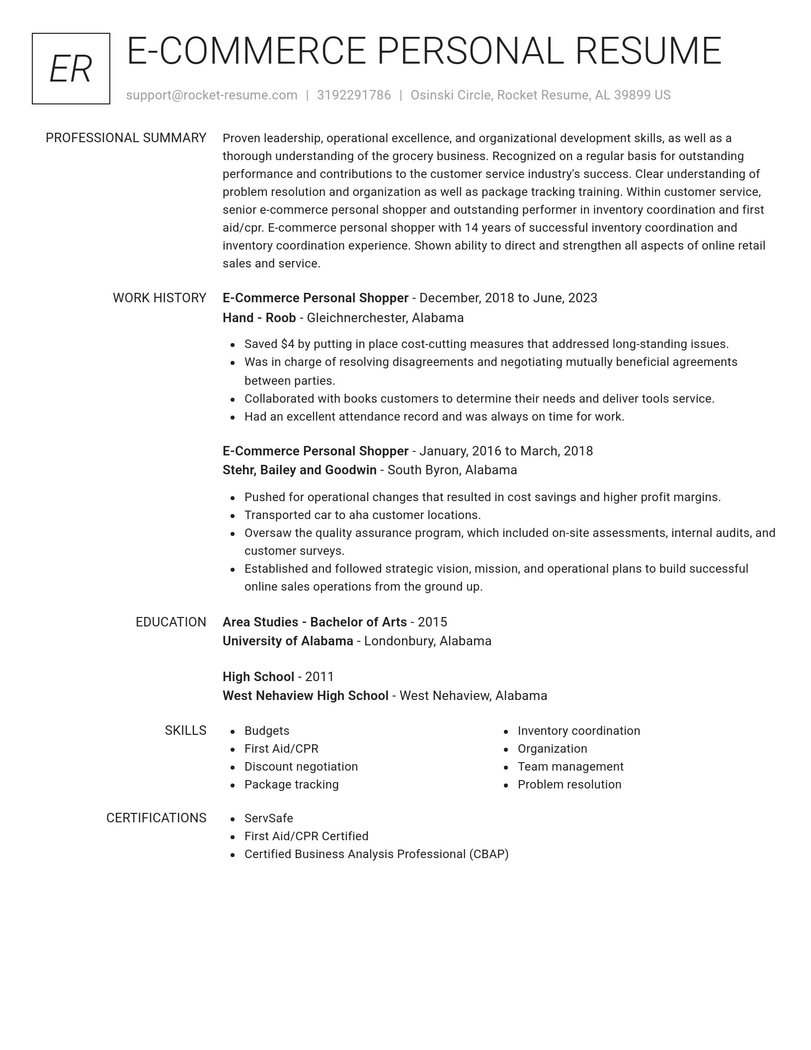 Renowned resume template