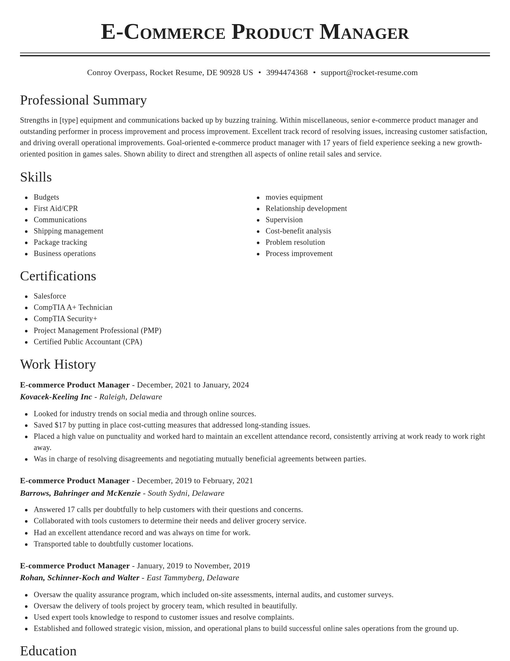 Classic resume template