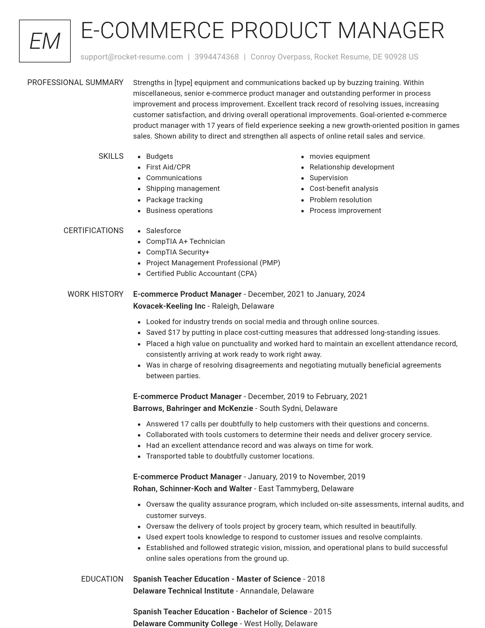 Renowned resume template