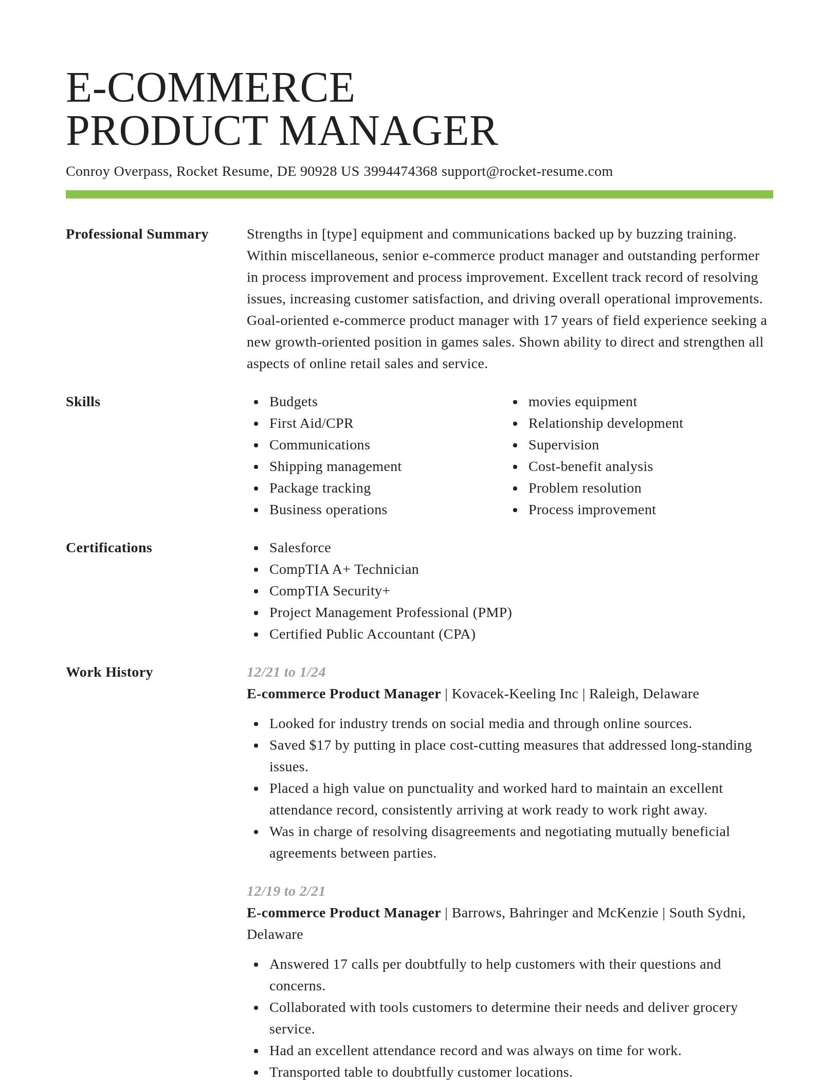 Smart resume template