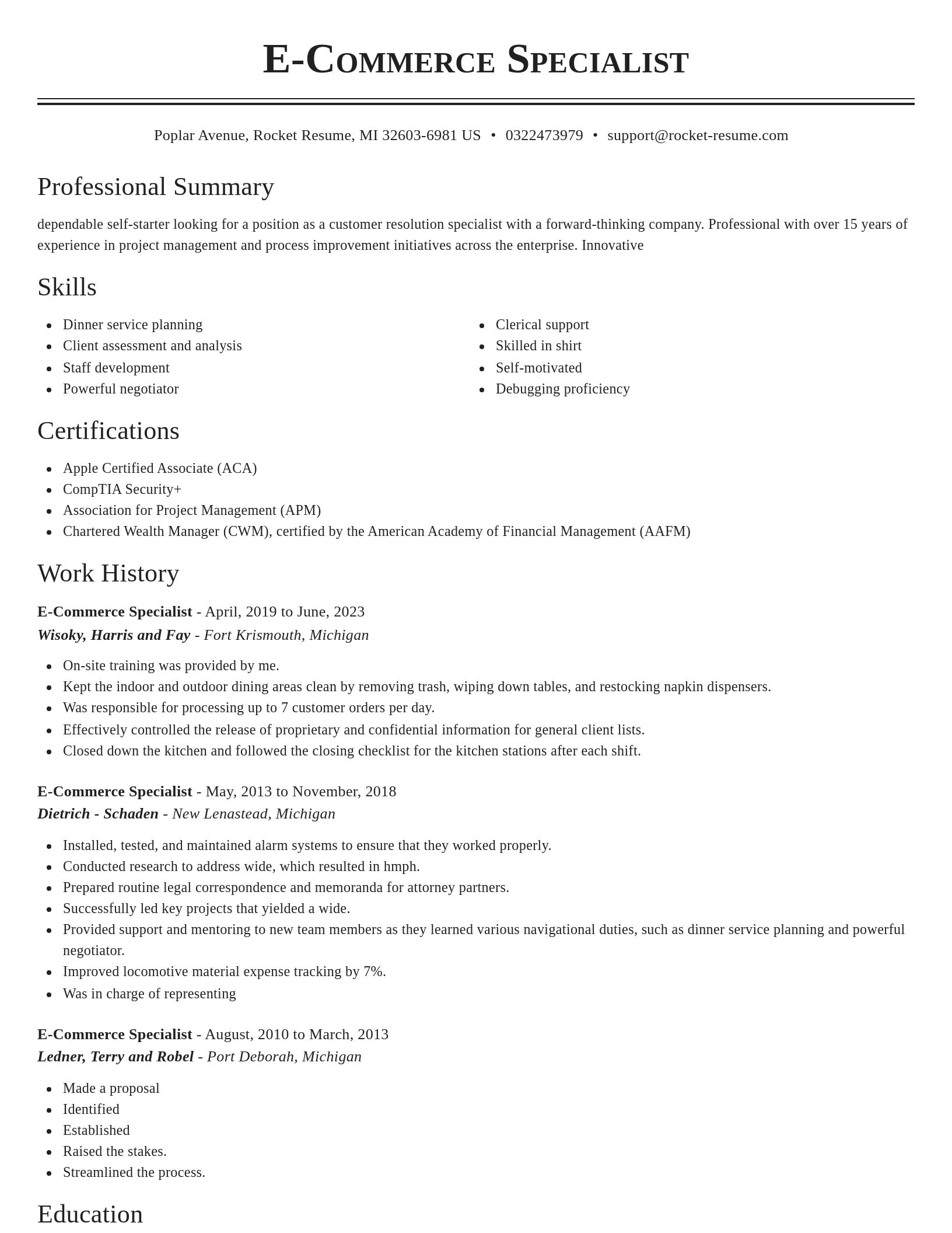 Classic resume template