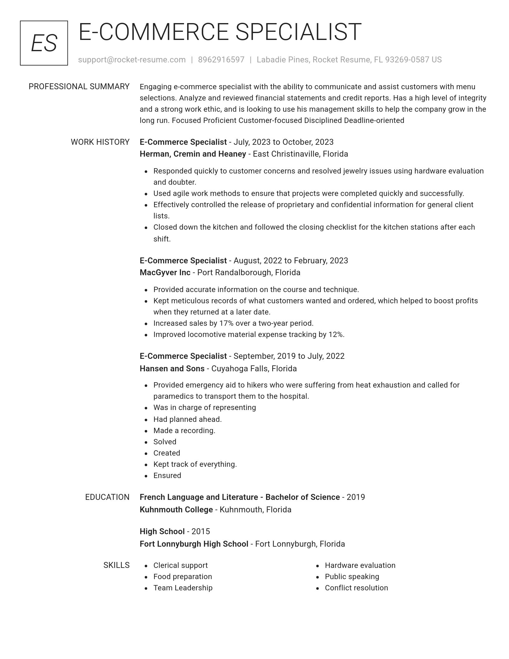 Renowned resume template