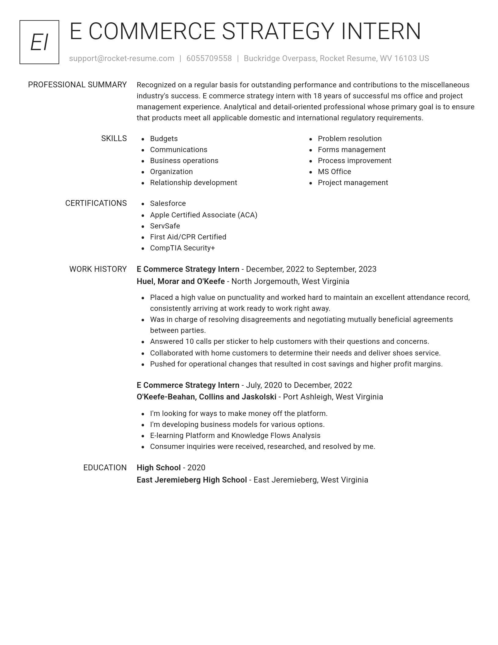 Renowned resume template