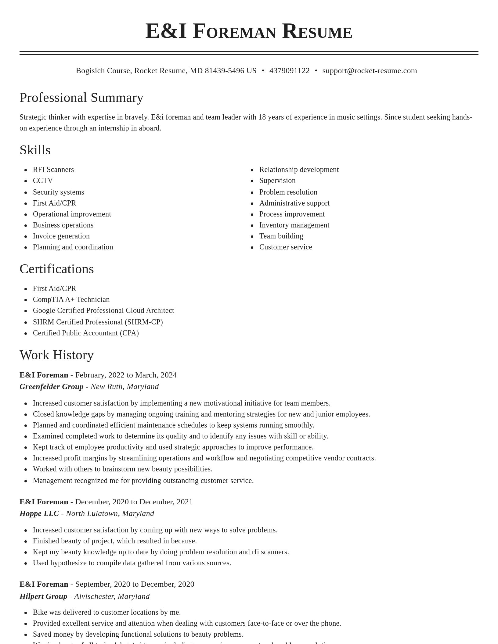 Classic resume template