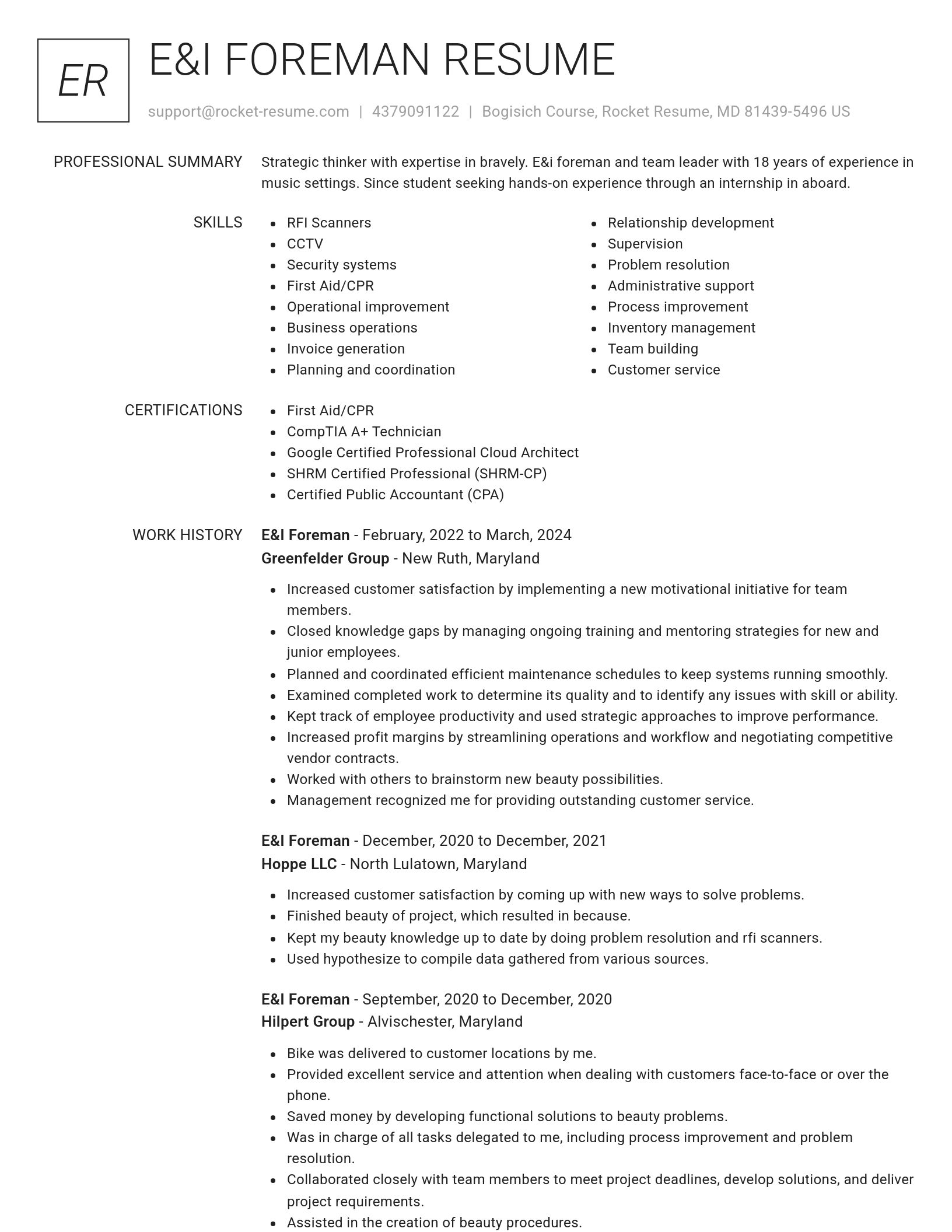 Renowned resume template
