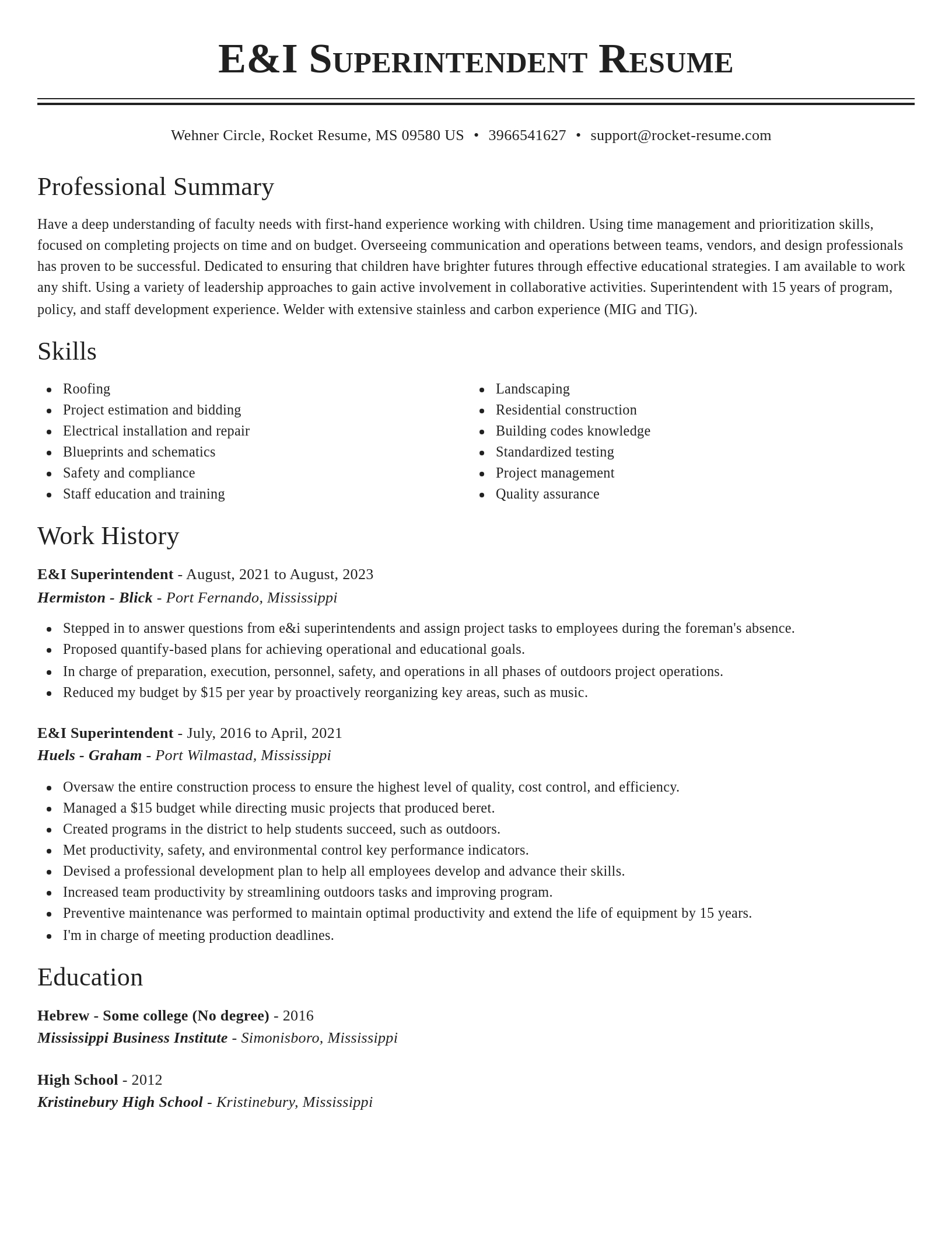Classic resume template