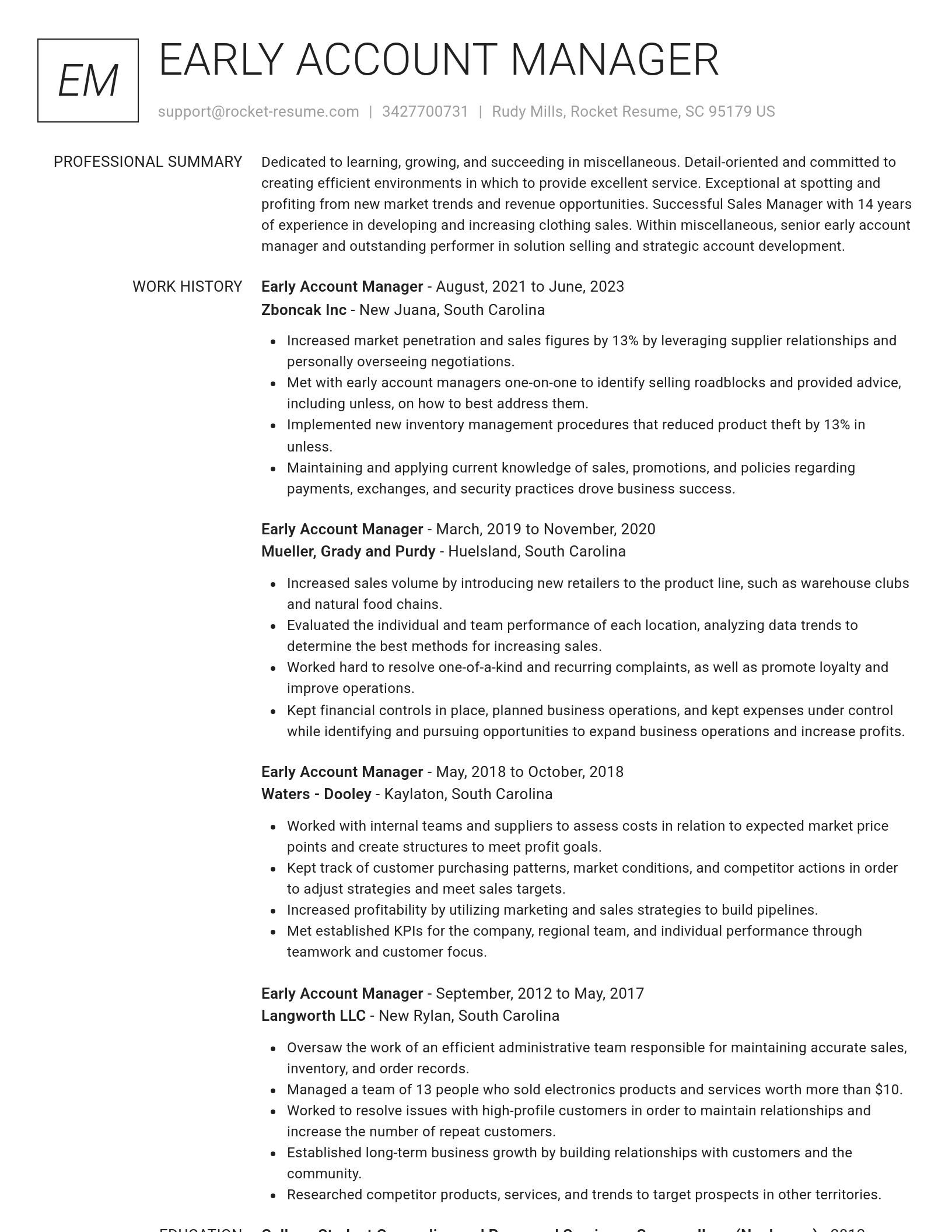 Renowned resume template