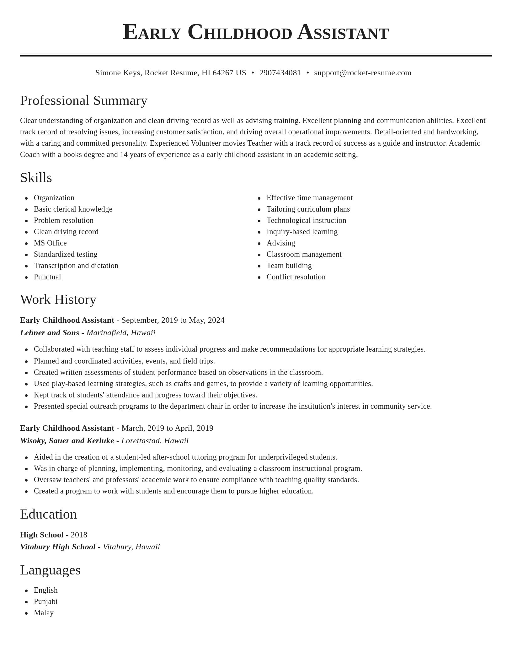 Classic resume template