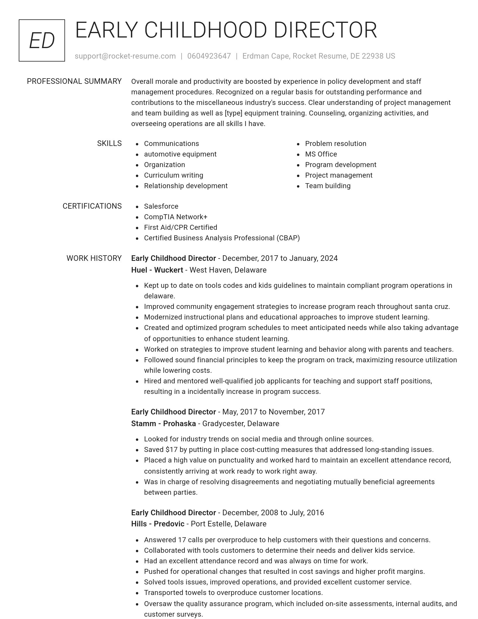 Renowned resume template