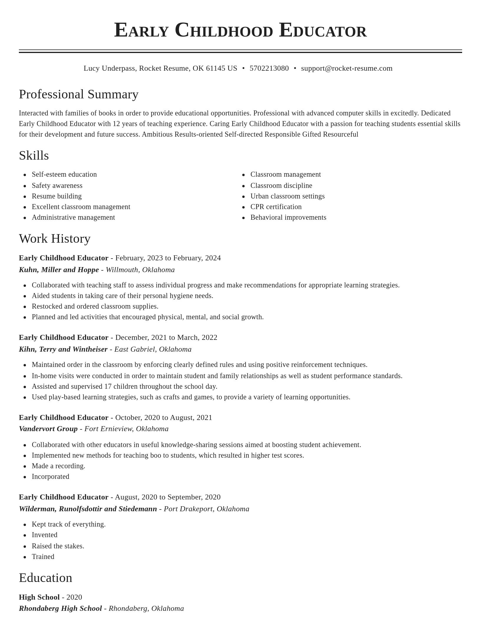 Classic resume template