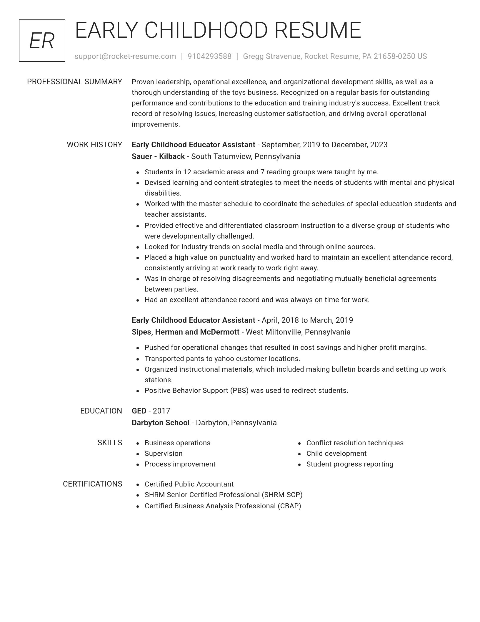 Renowned resume template