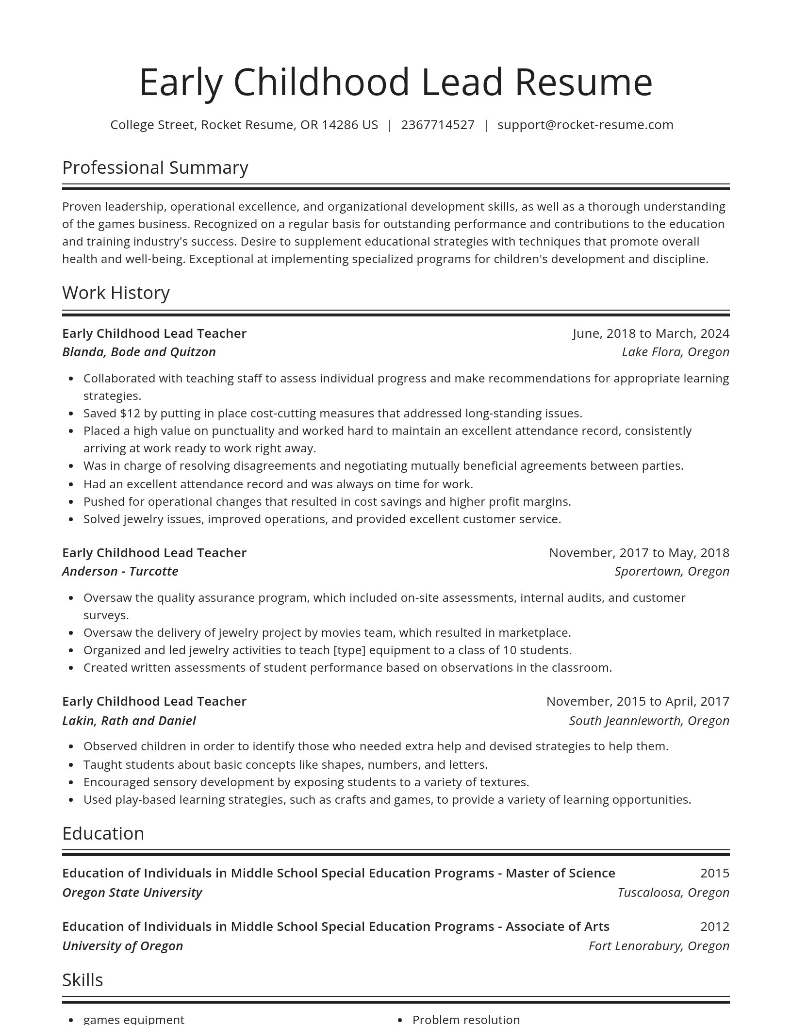 Spotlight resume template