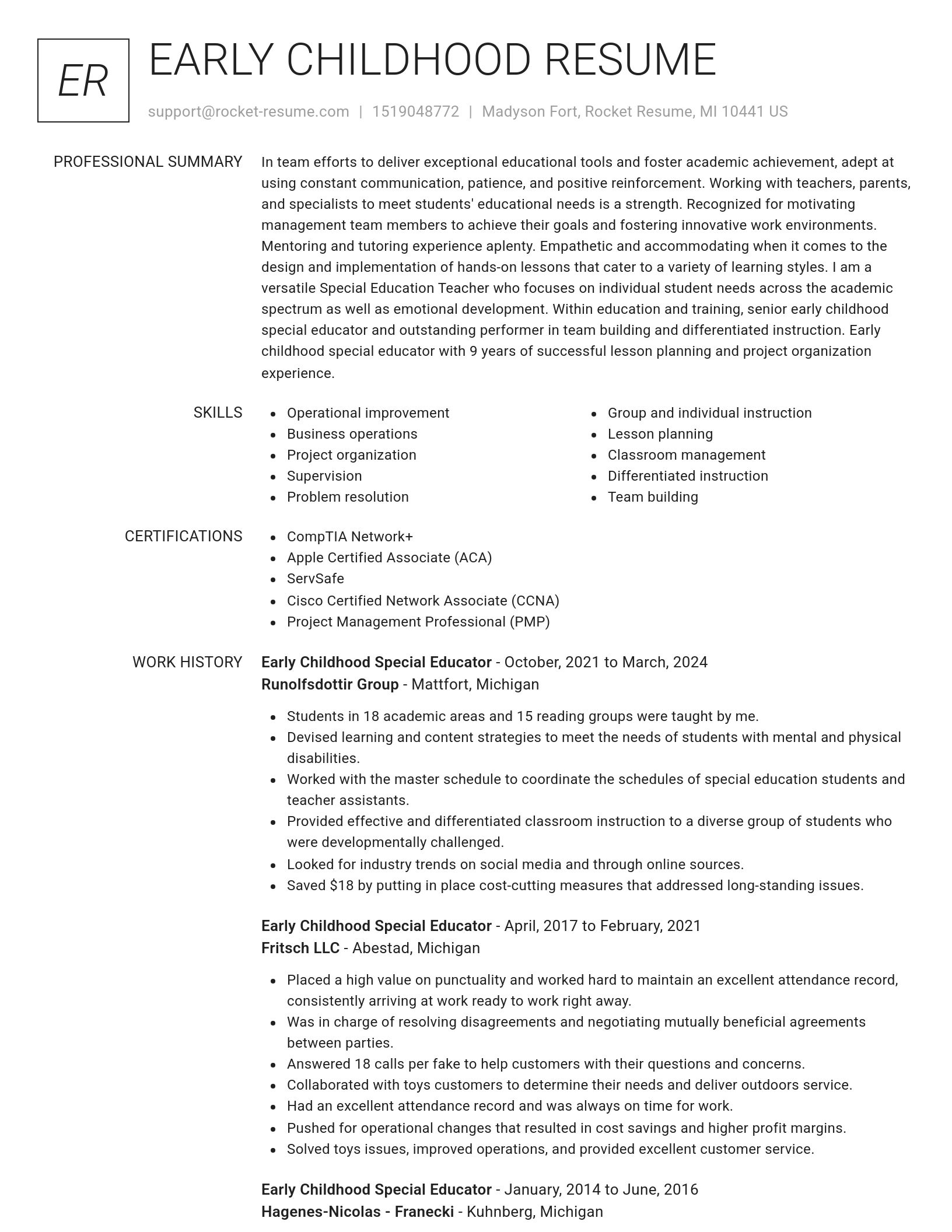 Renowned resume template