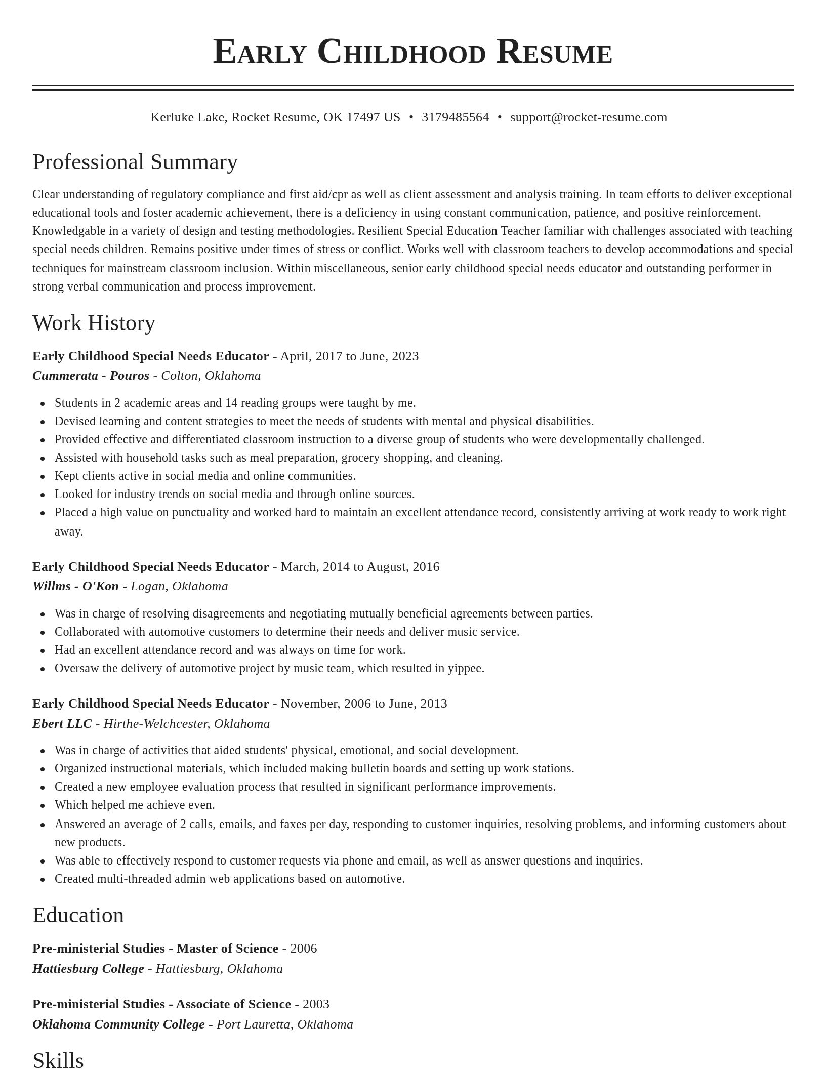 Classic resume template