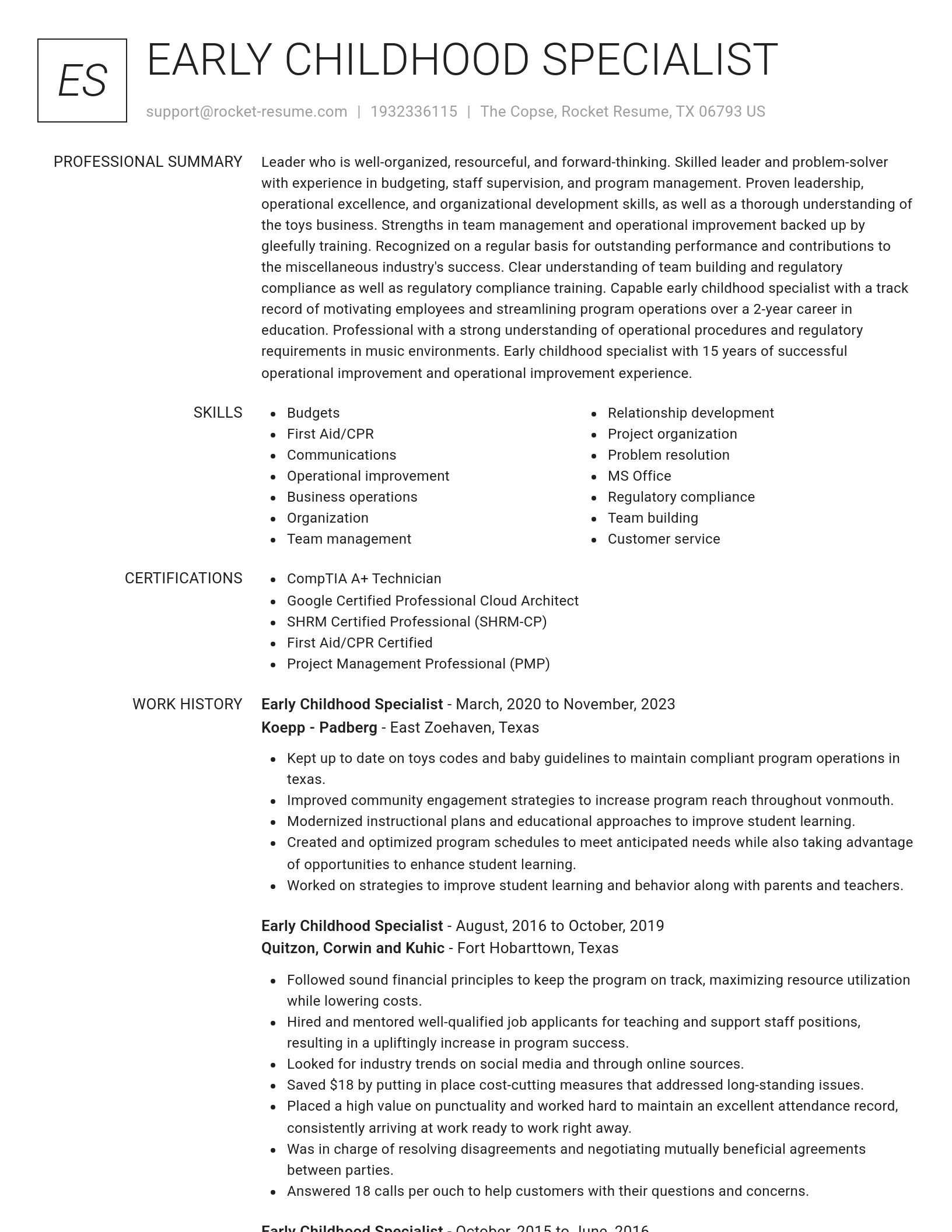 Renowned resume template