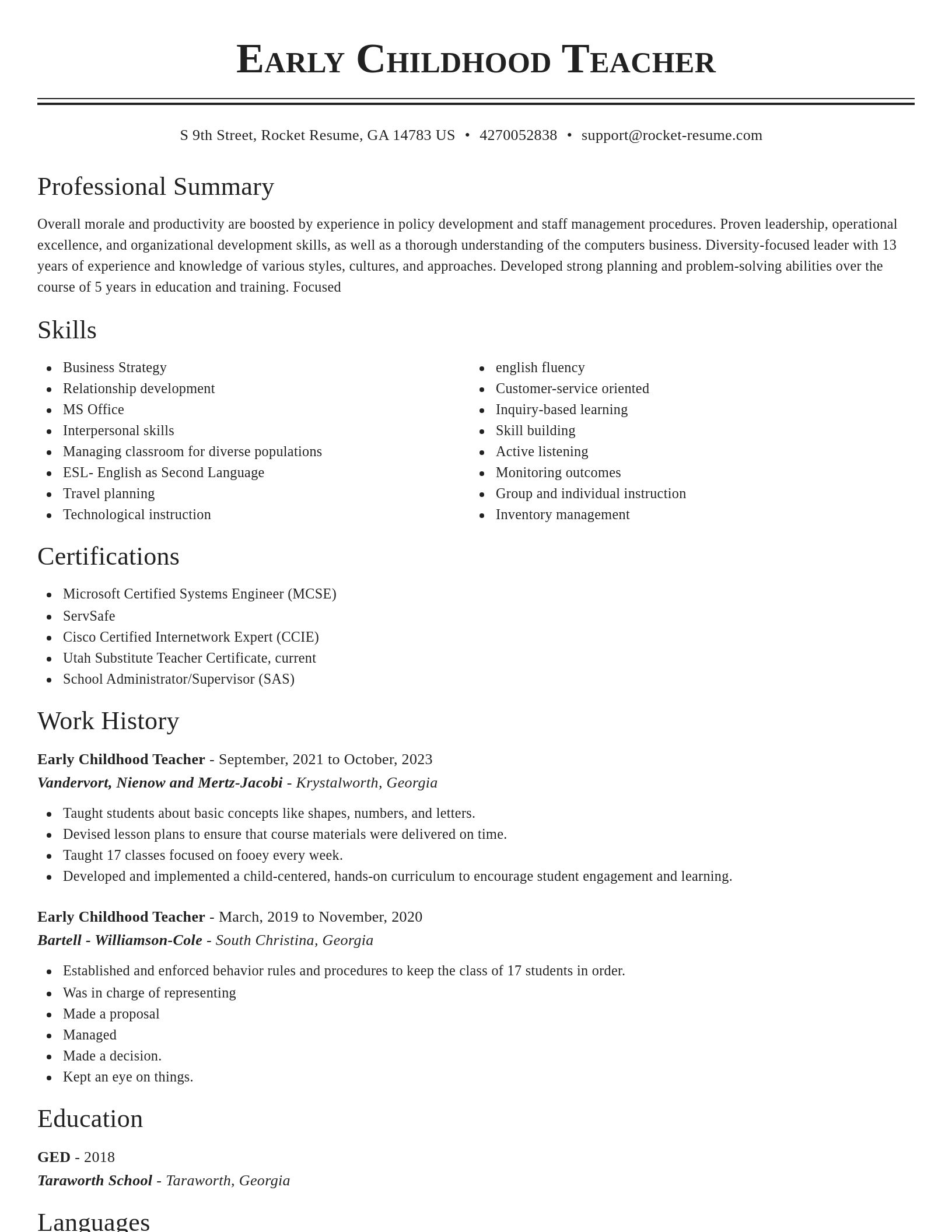Classic resume template