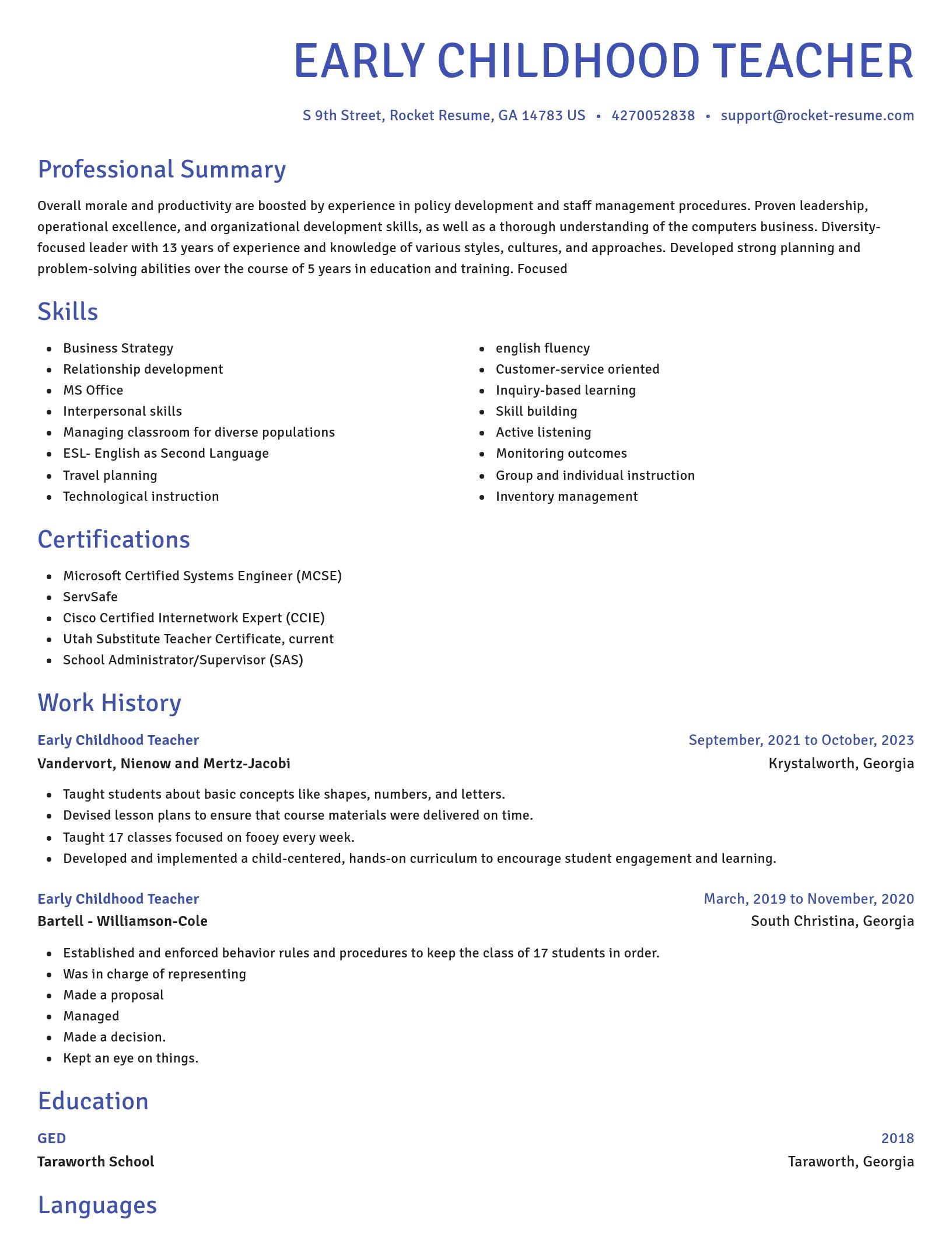 Novel resume template