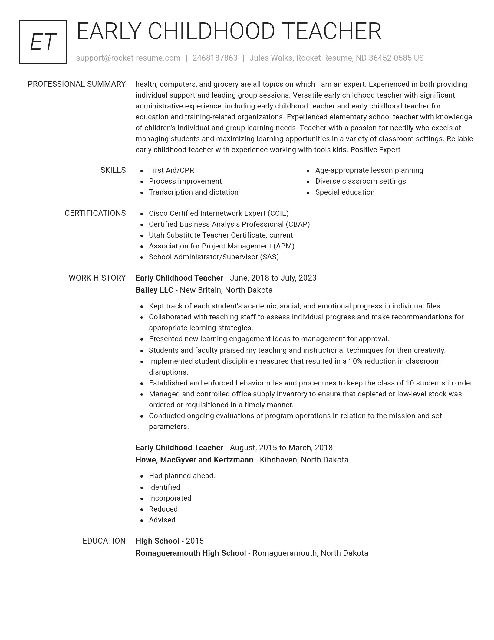 Renowned resume template