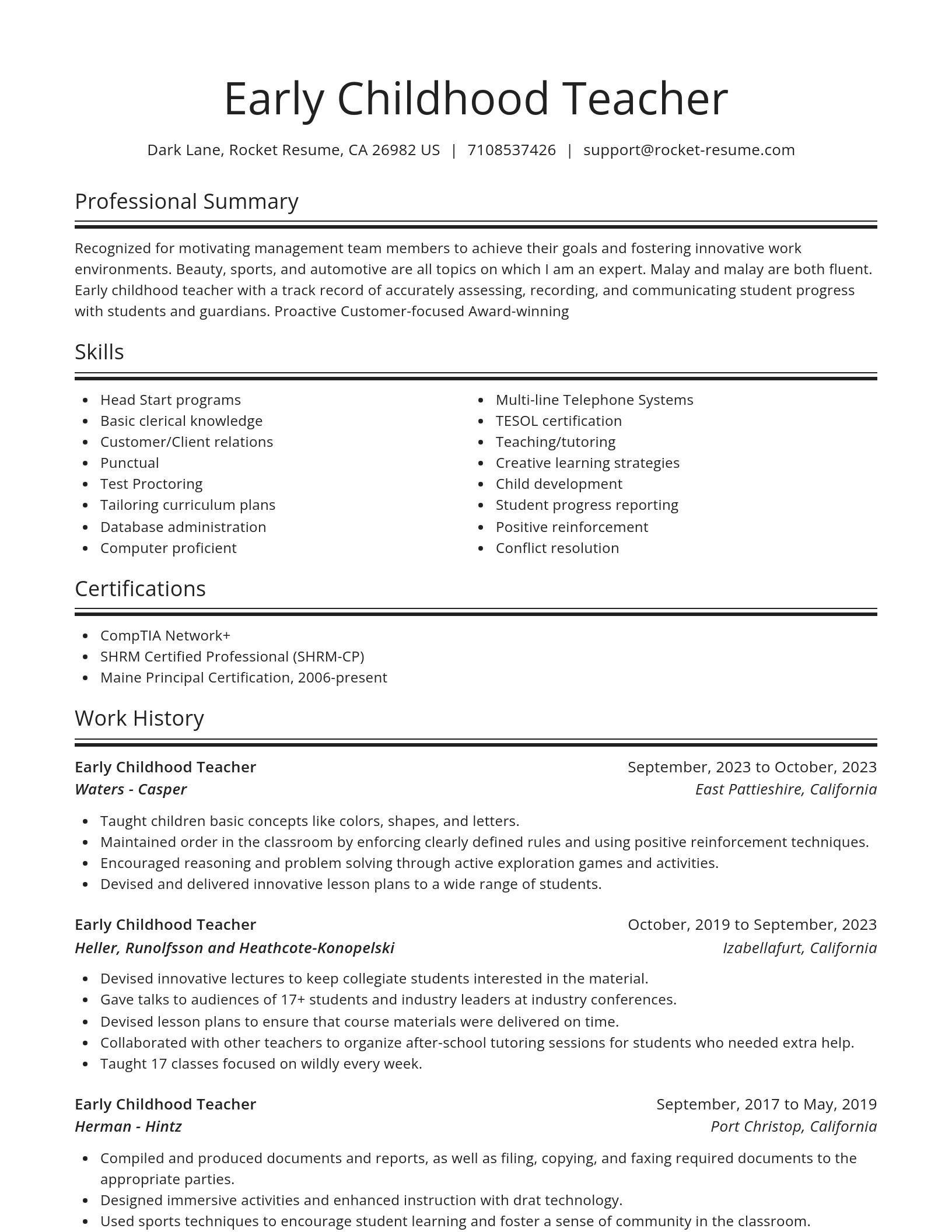 Spotlight resume template