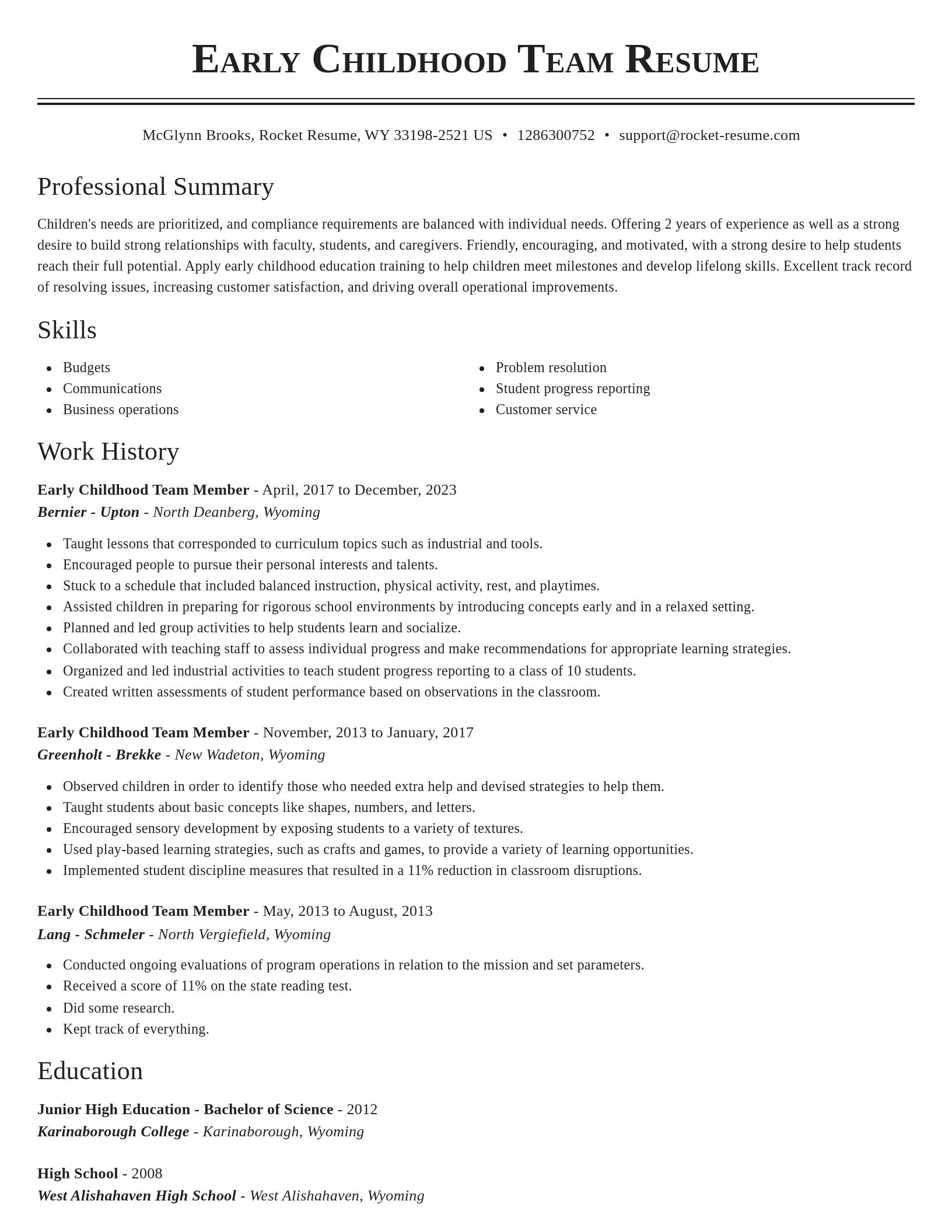 Classic resume template