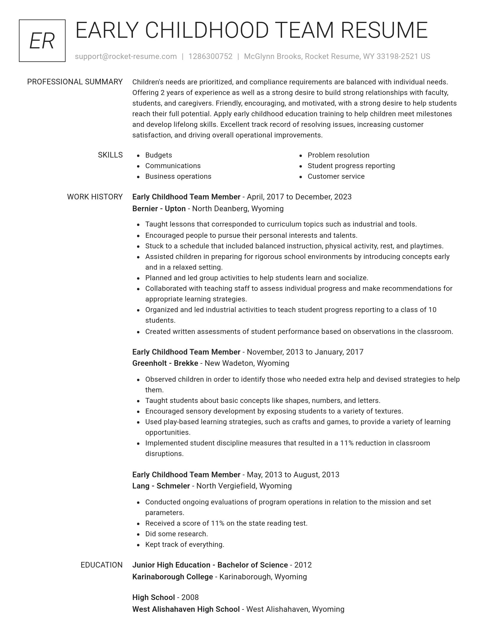 Renowned resume template