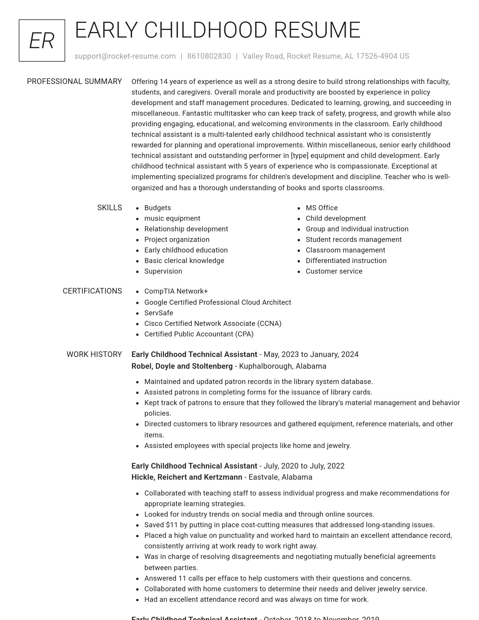 Renowned resume template