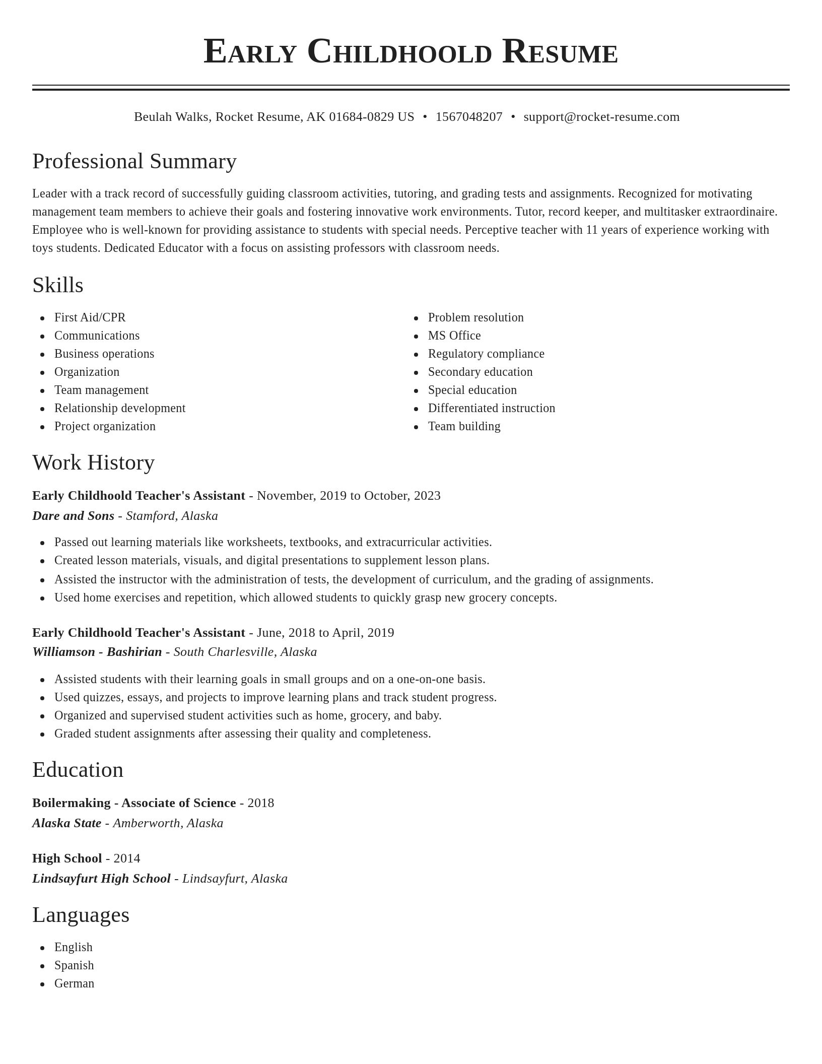 Classic resume template