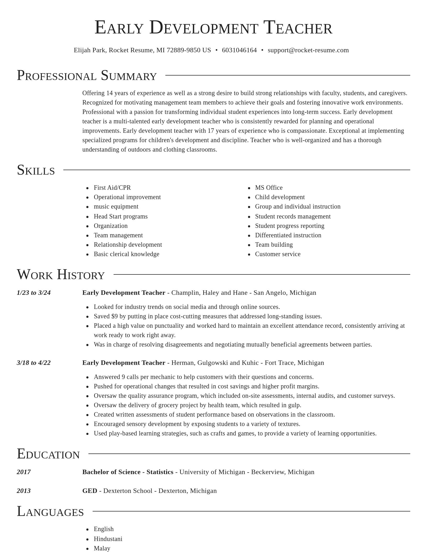 Director resume template