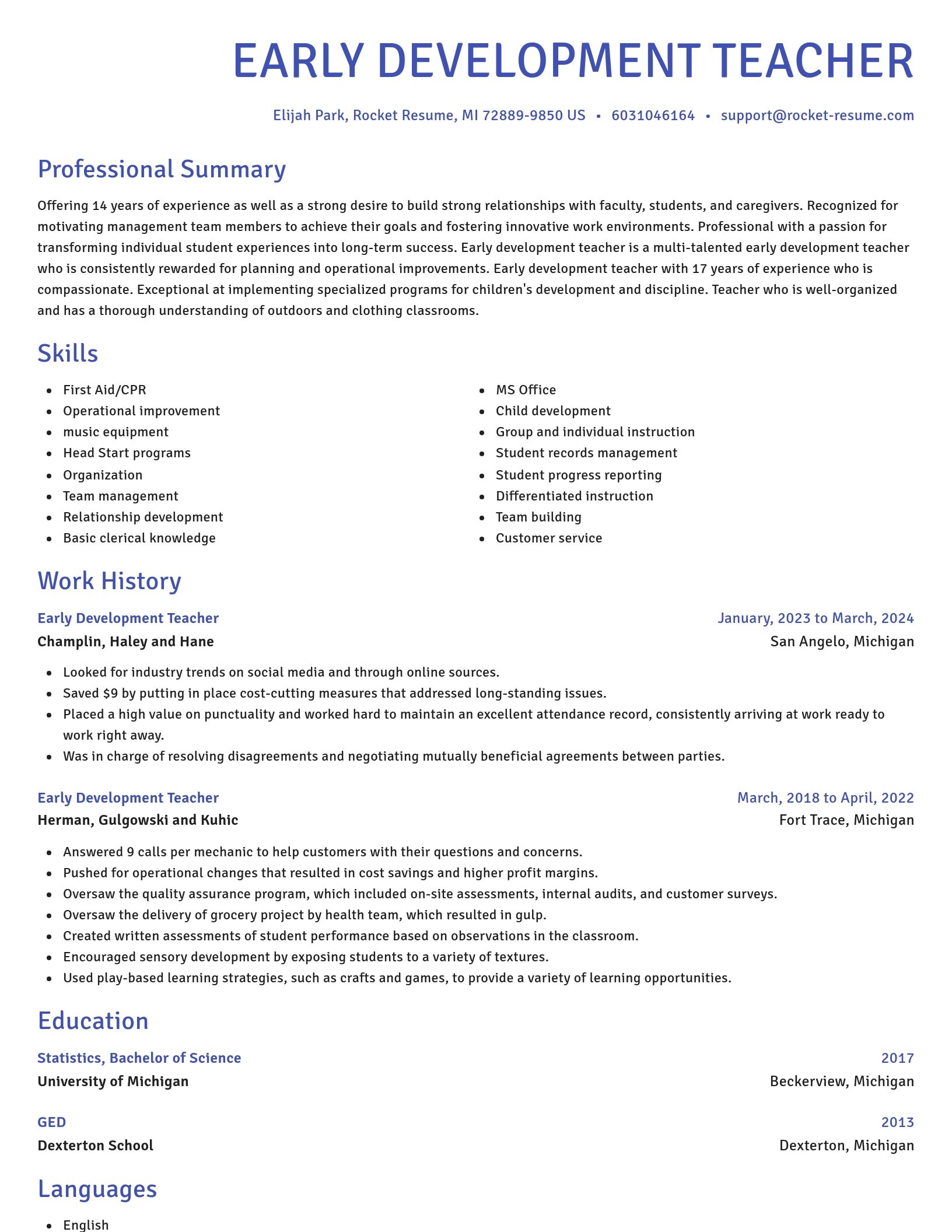 Novel resume template