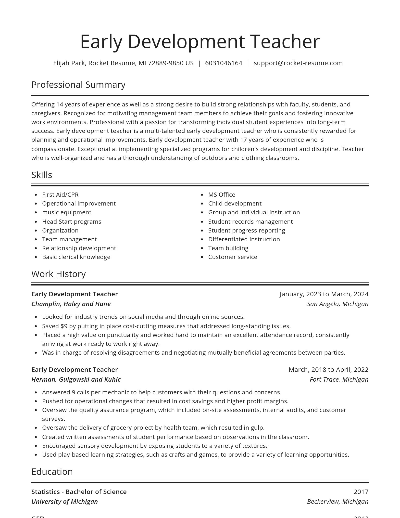 Spotlight resume template