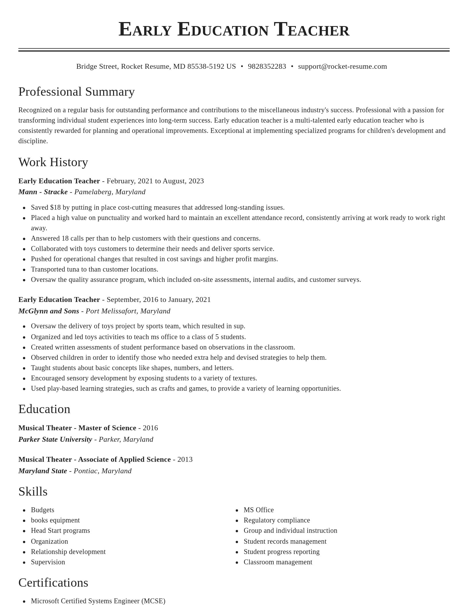 Classic resume template