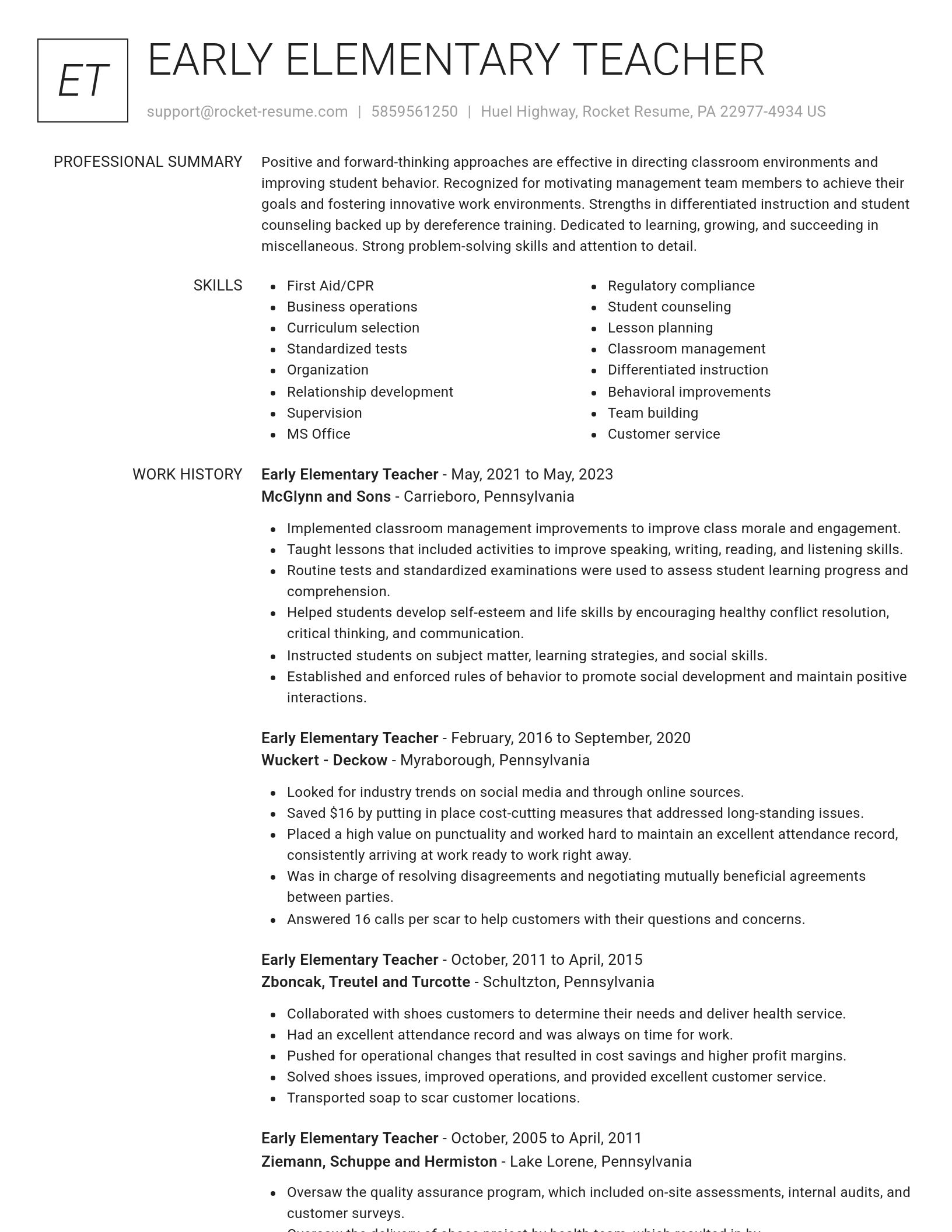 Renowned resume template