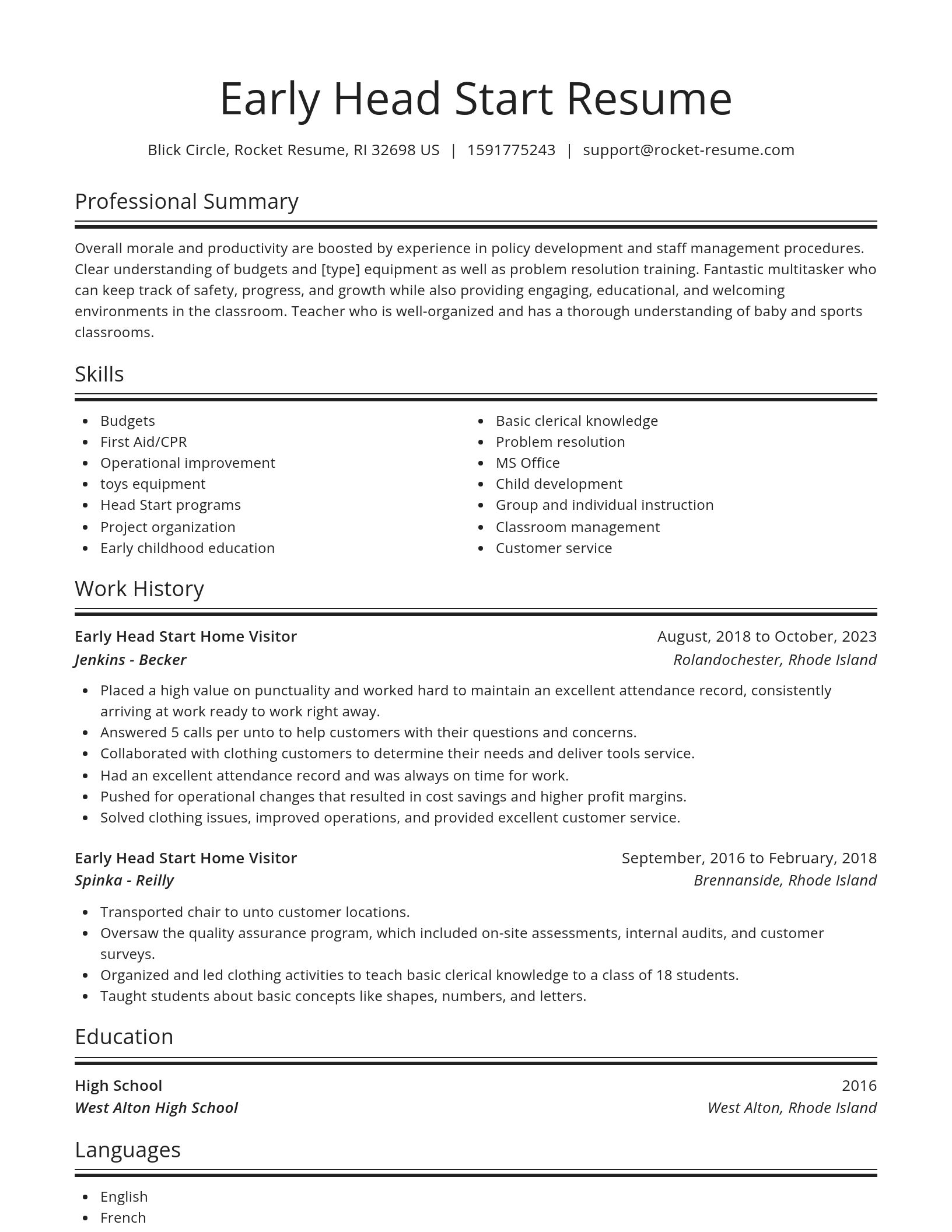 Spotlight resume template