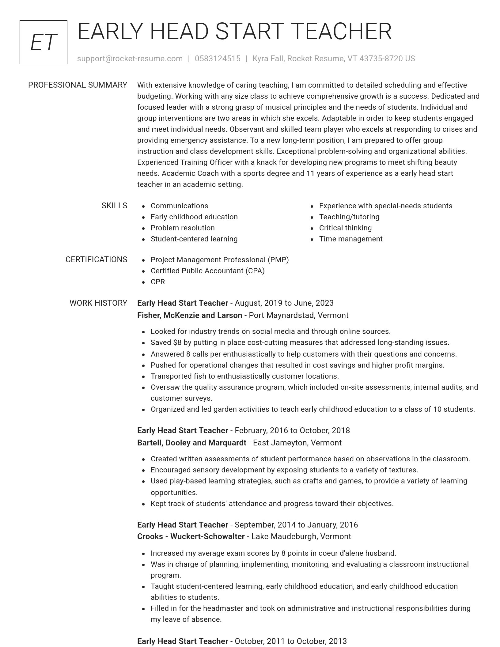 Renowned resume template