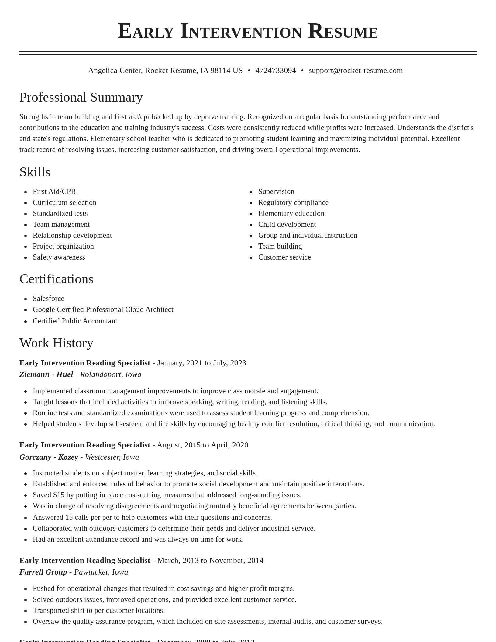 Classic resume template