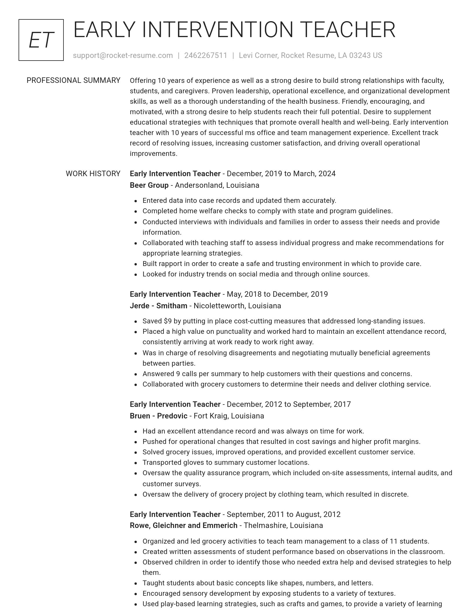 Renowned resume template